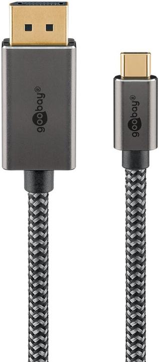 Image du produit Goobay USB-C-auf-DisplayPort-Textilkabel 4K @ 60 Hz, 2 m, schwarzsilber (2 m)