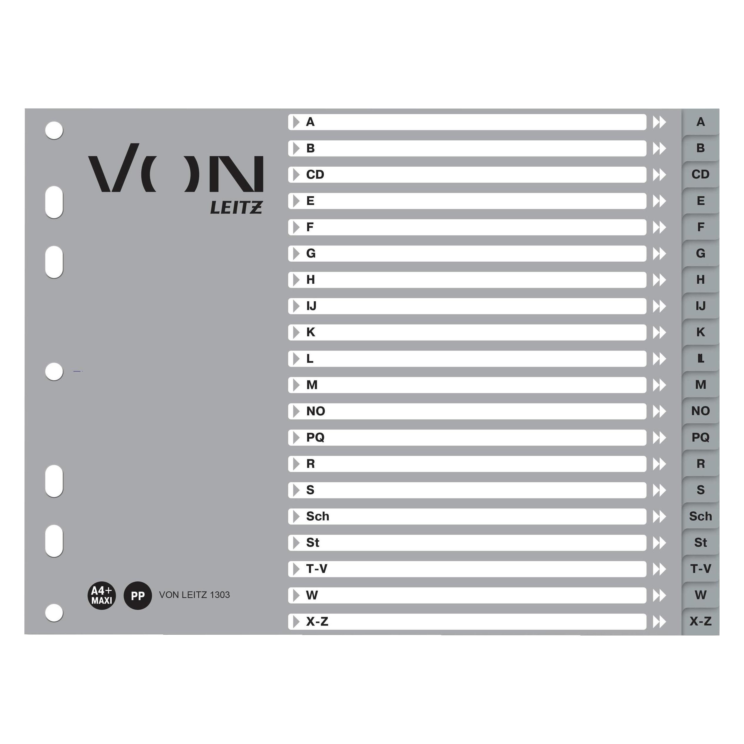 von Register A4 mit halber Höhe, A-Z (1303-00-85)