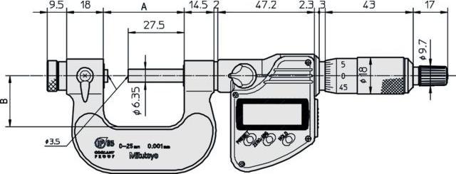 Image du produit Mitutoyo Micromètre numérique pour mesurer les filetages, plage de mesure : 0-25 mm (2.50 cm)
