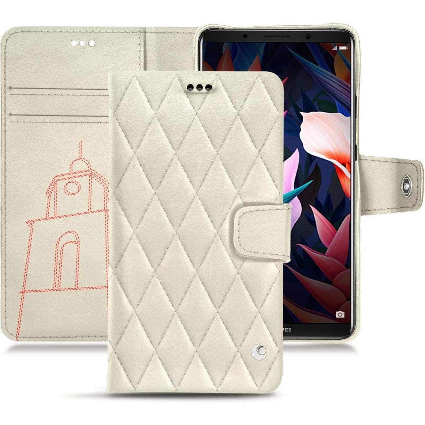 Noreve Lederschutzhülle Wallet (Huawei Mate 10 Pro), Smartphone Hülle, Weiss