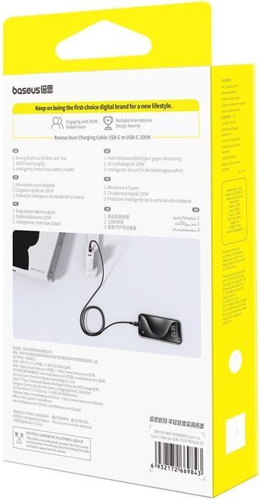 Produktbild Baseus Dura Typ C auf Typ C 100 W Schnellladekabel 1 m Schwarz Gold (1 m, USB 3.2 Gen 1, 100 W)