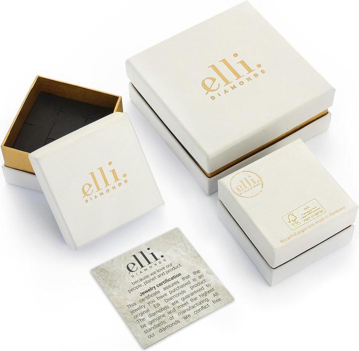 Produktbild Elli DIAMONDS Ring Diamant (0.03 ct.) Kordel 2er Ring Set 925 Silber (52, 925 Silber)