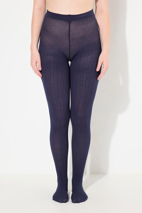 Image du produit Ulla Popken Collants chauds en maille, maille torsadée tendance