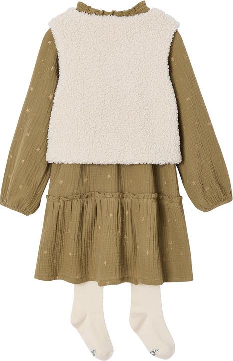 Produktbild Vertbaudet Mädchen-Set: Kleid, Weste und Strumpfhose (128)