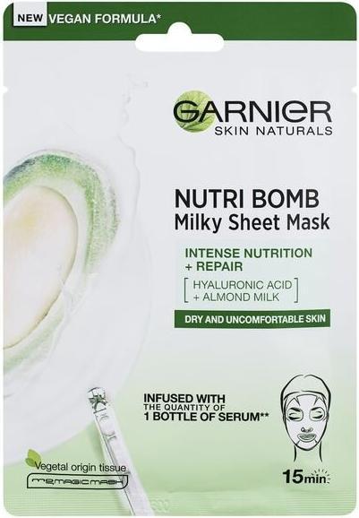 Immagine prodotto Garnier Skin Naturals Milky Tissue Mask - Maschera viso tessile con latte di mandorla per pelle secca e