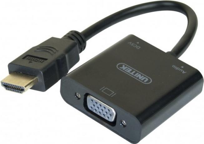 Image du produit Exertis Connect Convertisseur HDMI vers VGA avec audio Convertit le signal HDMI audio/vidéo en un signal VGA (HDMI, VGA, 15 cm)