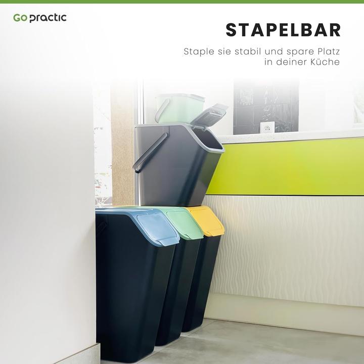 Produktbild Go Practic 4er-Set Mülleimer mit Geruchsfilter (140 l)