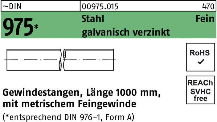 Actual product image Threaded rod DIN 975 M 24 x 1.5 x 1000mm Steel galvanised