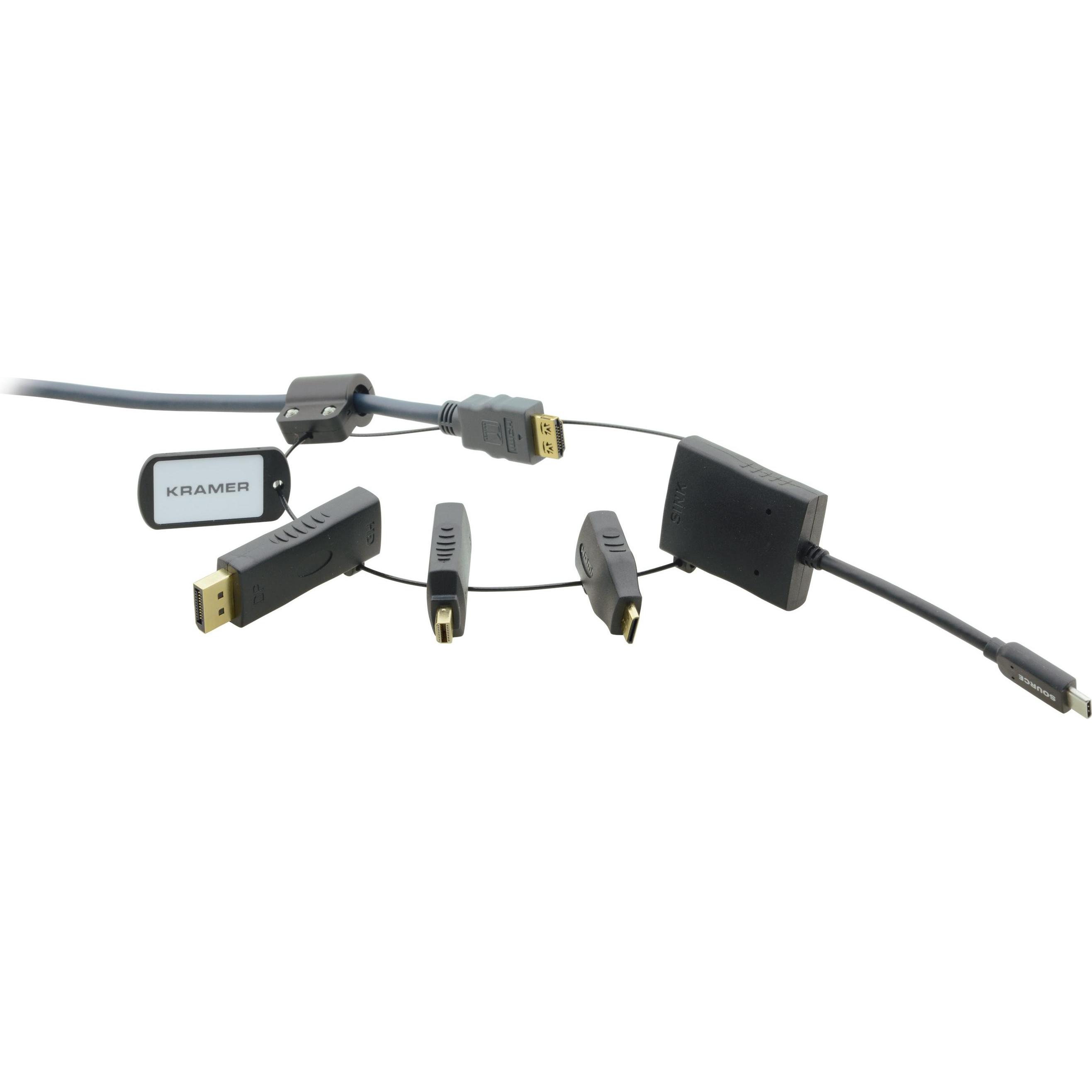 Kramer Kit adattatore video/audio AD-RING-5 (HDMI, Mini HDMI, USB-C, 45 cm), Adattatore dati + video, Nero