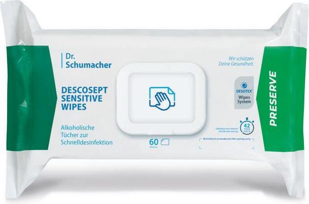 Produktbild Dr. Schumacher Descosept Sensitive Wipes 20x22cm Btl 60 Stk