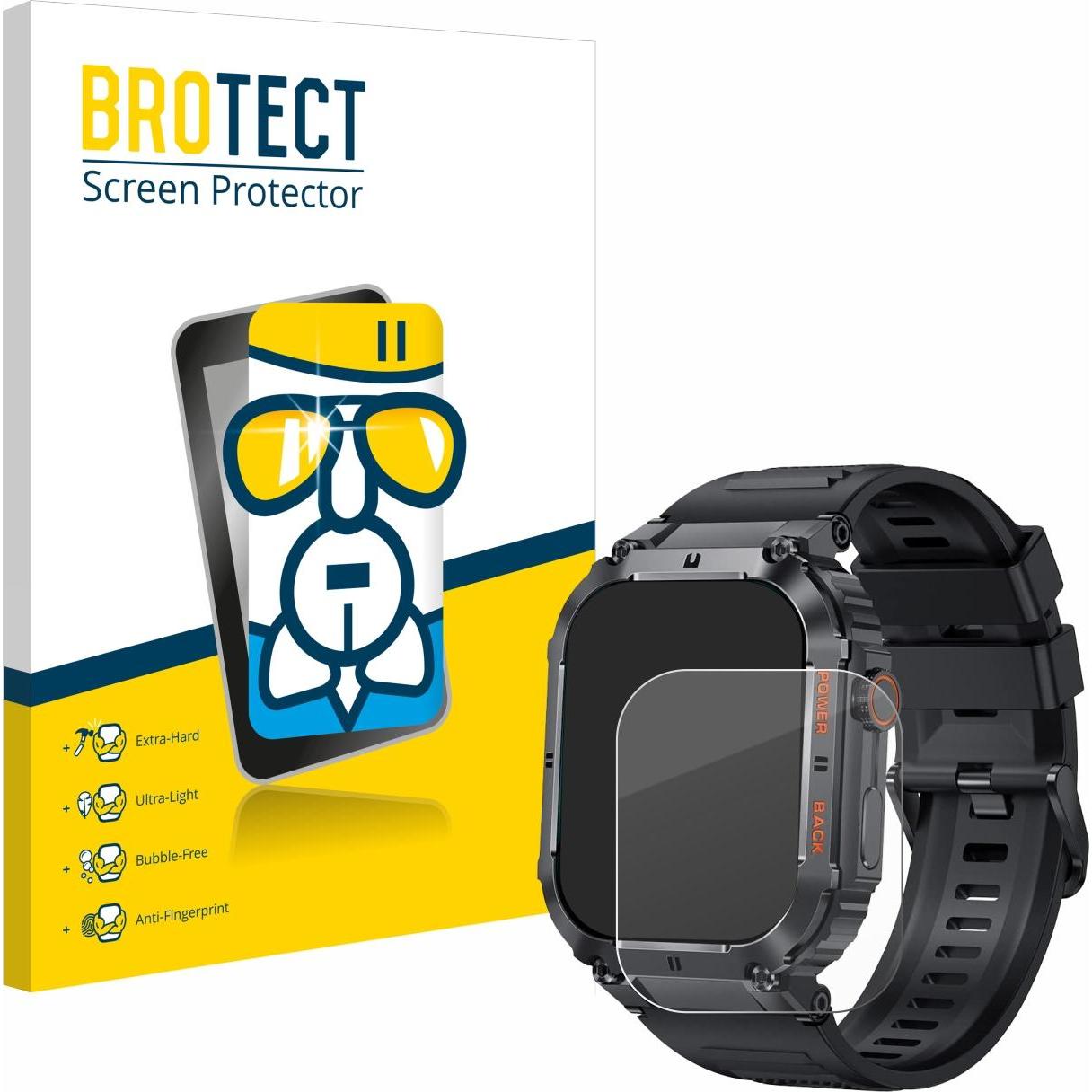 BROTECT AirGlass Panzerglasfolie, Smartwatch Schutzfolie, Transparent