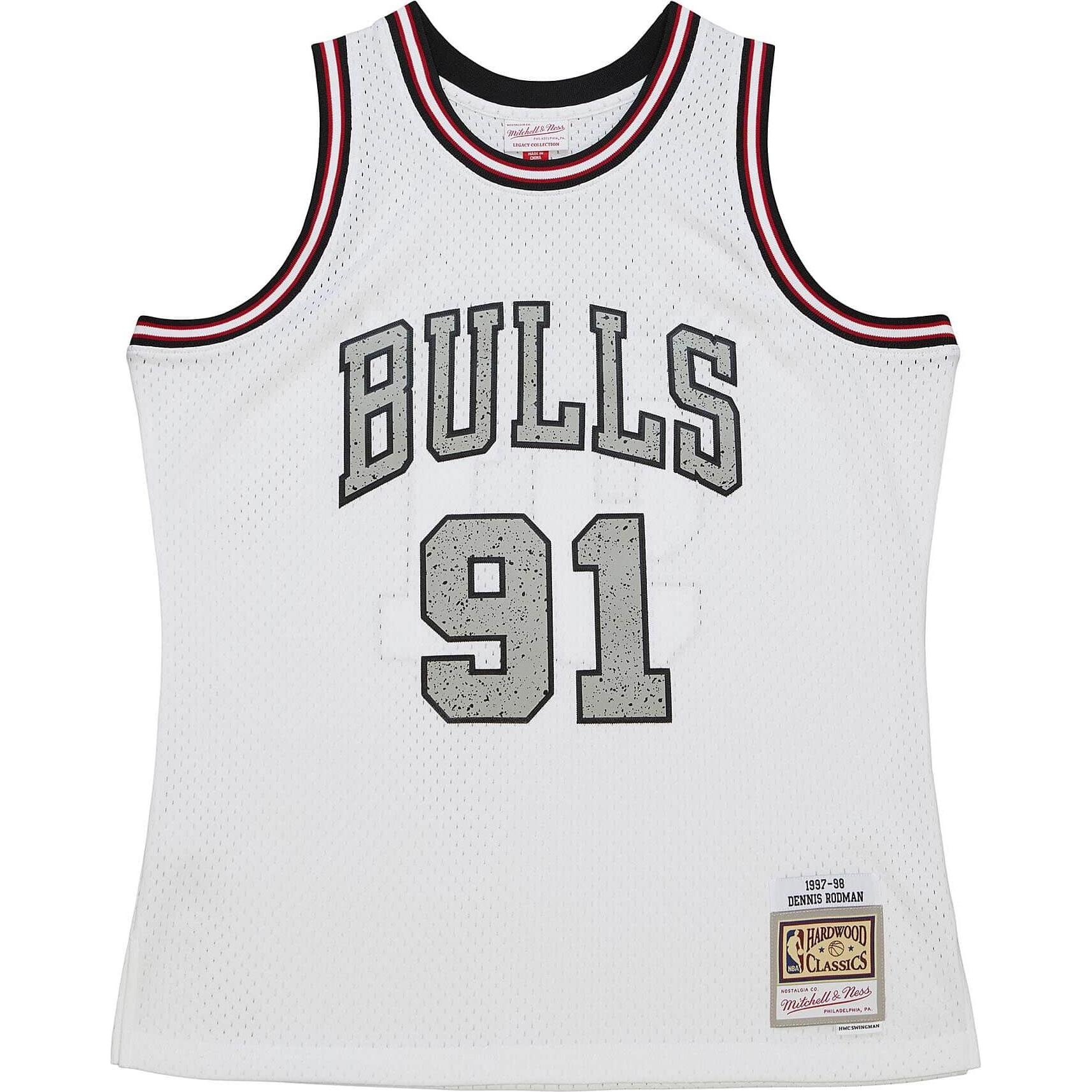 Mitchell & Ness, Herren, Sportshirt, Swingman Jersey Chicago Bulls CEMENT Dennis Rodman - XL (XL), Weiss, XL
