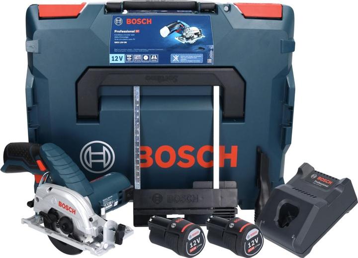Actual product image Bosch Professional Bosch GKS 12V-26 Professional battery-powered circular saw 12 V 85 mm + 2x battery 2.0 Ah + charger
