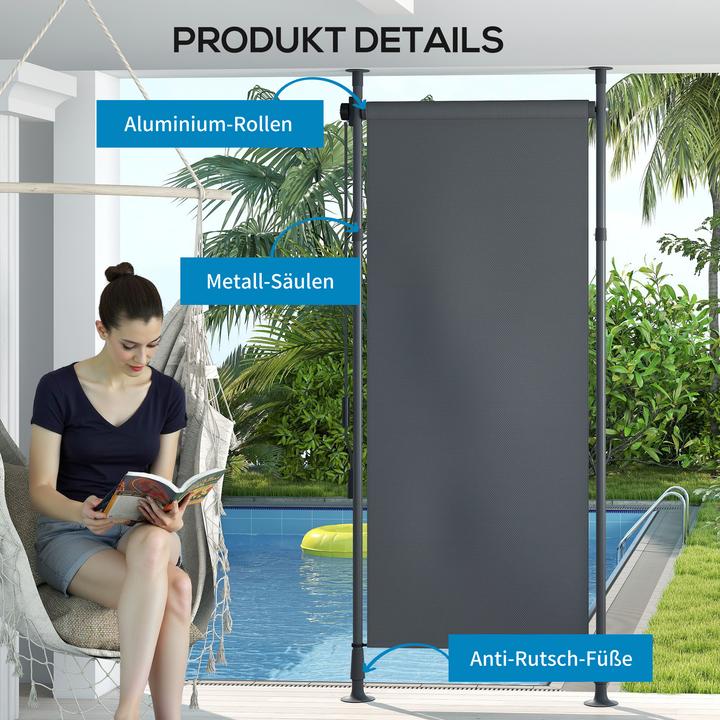 Produktbild Outsunny Senkrechtmarkise Aluminium, Polyester Dunkelgrau (1.20 m)