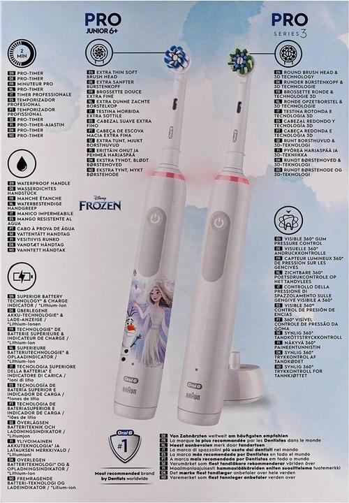 Actual product image Oral-B Pro 3 3000 White+ Junior Frozen (Oscillating toothbrush)