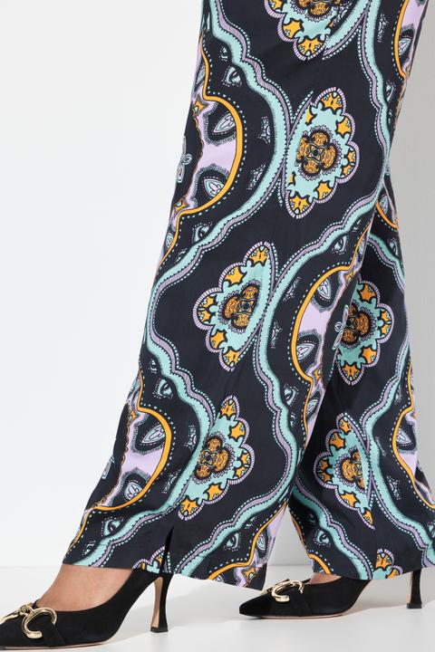 Actual product image Ulla Popken Ornamental Ogee Print Elastic Waist Pants (46, 48)