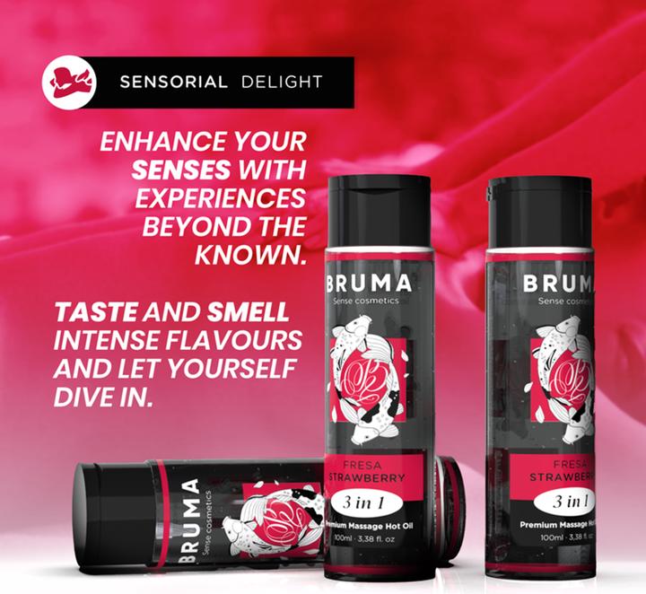 Actual product image Bruma Premium Massage Oil With Warming Effect, Strawberry Flavour 3 In 1 (100 ml)