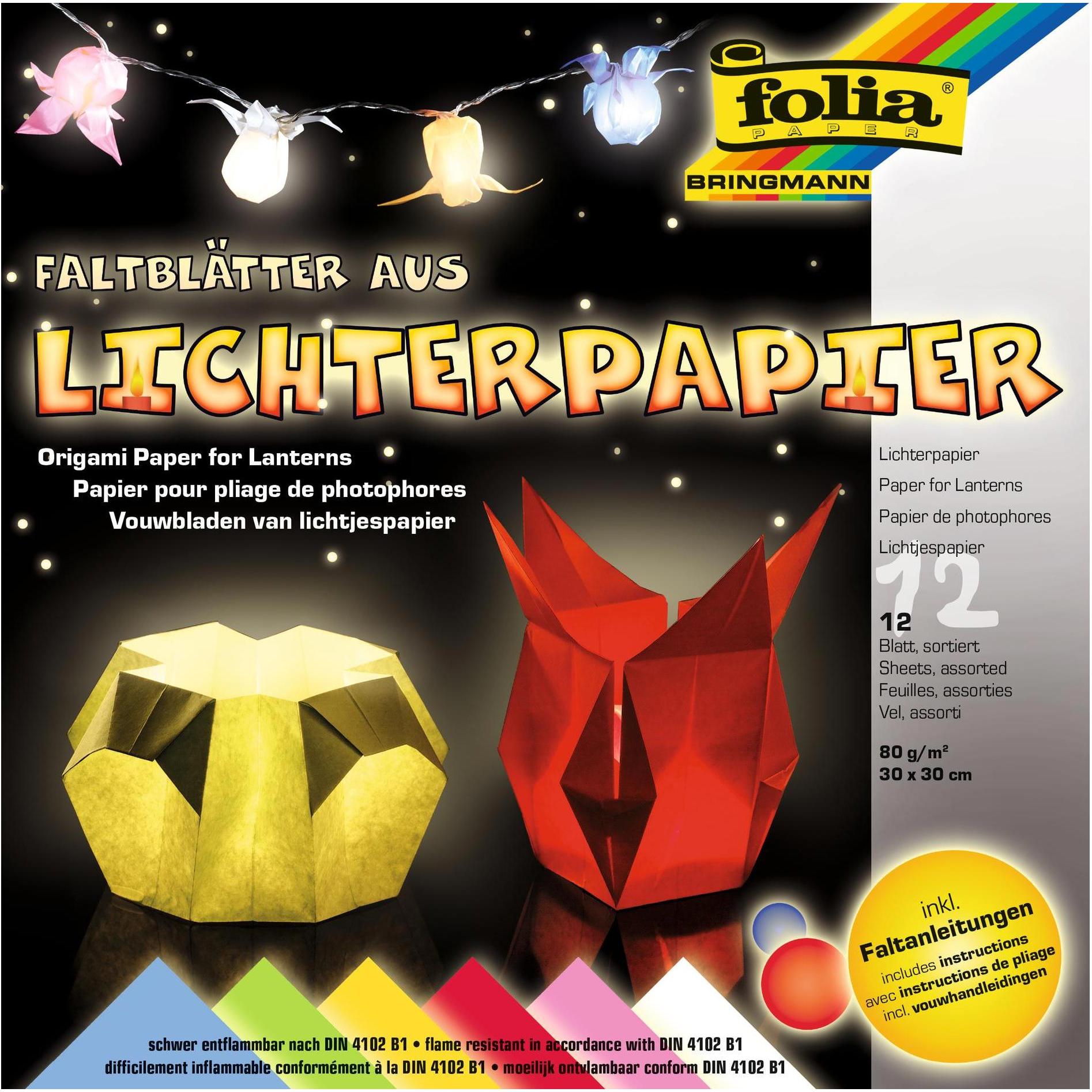Folia, Bastelpapier, Faltblätter aus Lichterpapier (80 g/m², 12 x)