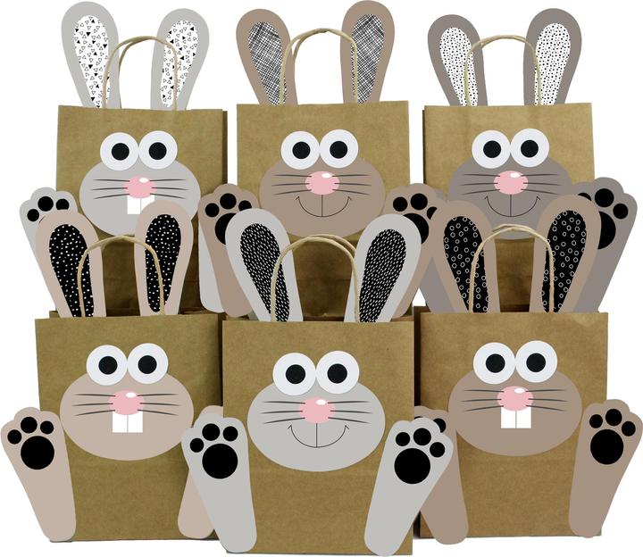 Actual product image Papierdrachen Large DIY Easter bunnies with large bags - 4 - black and white (Gift bag, 4 x)
