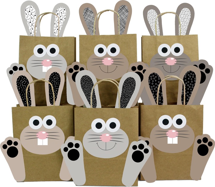 Actual product image Papierdrachen Large DIY Easter bunnies with large bags - 4 - black and white (Gift bag, 4 x)