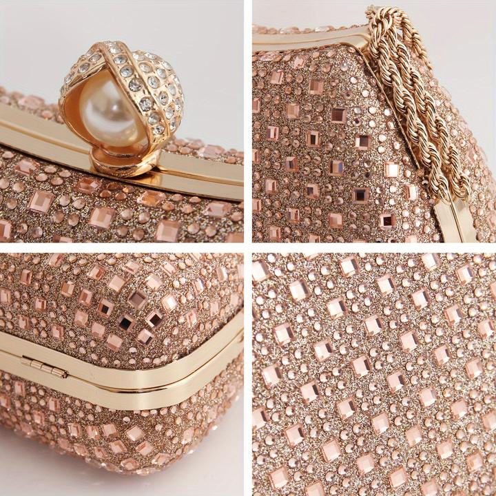 Immagine prodotto Only-Bags.Store 1 Stück Elegante Strass-Clutch - Modische Abendtasche mit abnehmbarem Schulterriemen für Hochzeiten