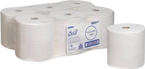 Scott Sports Handdoekrollen wit 1 laags Performa. 19,8cmx200m Scott 6 rollen/verpakking (6 x)