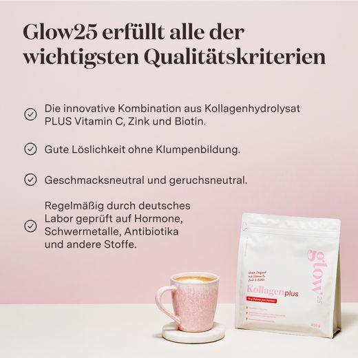Produktbild Glow25 Collagen Plus – Kollagen Hydrolysat mit Vitamin C, Zink und Biotin (1 Stk., Pulver, 450 g)