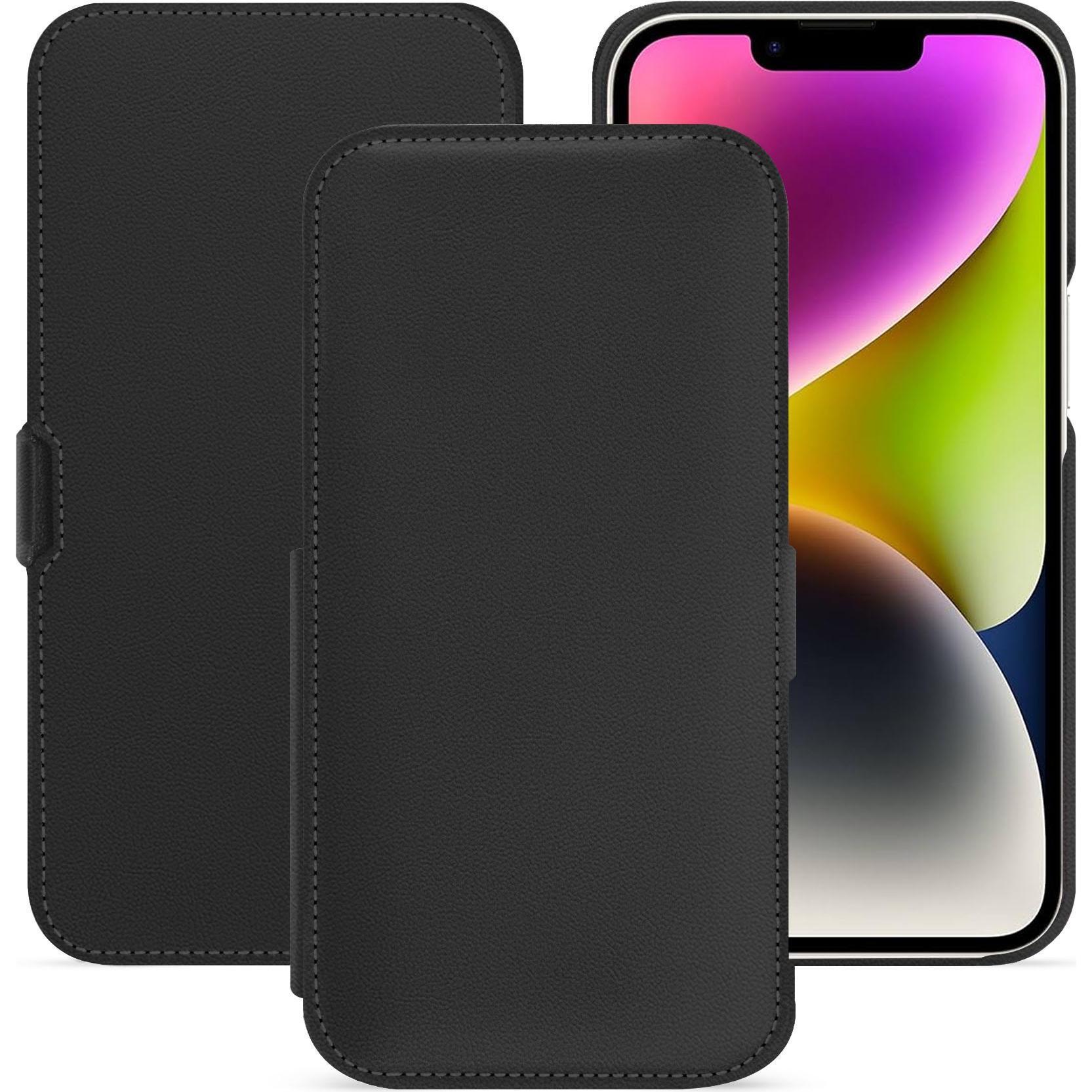 Noreve Lederschutzhülle horizontal (Apple iPhone 15 Plus), Smartphone Hülle, Schwarz