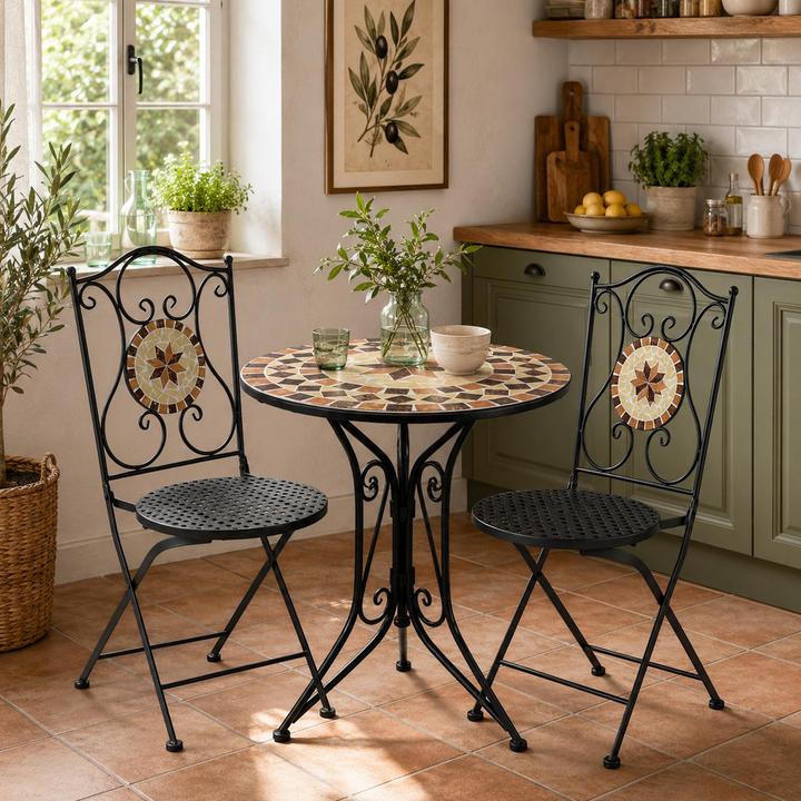 Produktbild HTI-Living Gartenstuhl 2er-Set Metall Schwarz Kairo