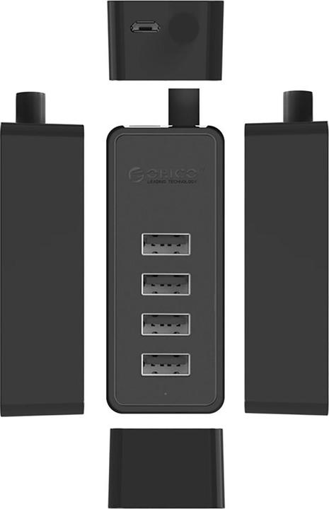 Actual product image Orico Converter Hub W5P-U2-100 4x USB-A 2.0 + microUSB 5V 1m - black (USB-A, 4 ports)