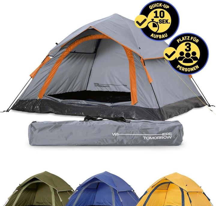 Actual product image Where Tomorrow Wurfzelt 3 Personen - Grau, Anzahl Personen: 3 (Pitching tent, 3.10 kg, 3 persons)