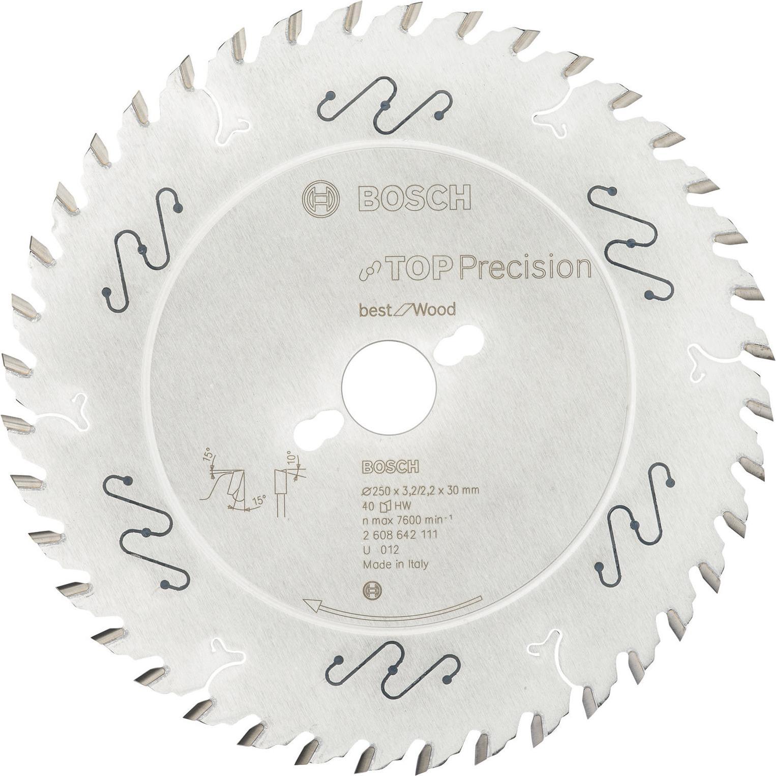Thumbnail - Bosch Professional Zubehör, Sägeblatt, Kreissägeblatt Top Precision Best for Wood, 250 x 30 x 3,2 mm, 40