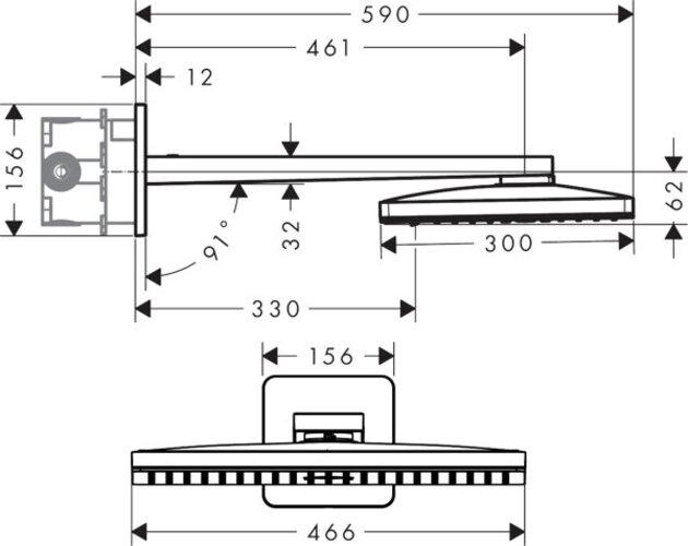 Actual product image Axor ShowerSolutions head shower 460/300 3jet, shower arm, Softcube rosette (3 Beam types, 18 l/min)