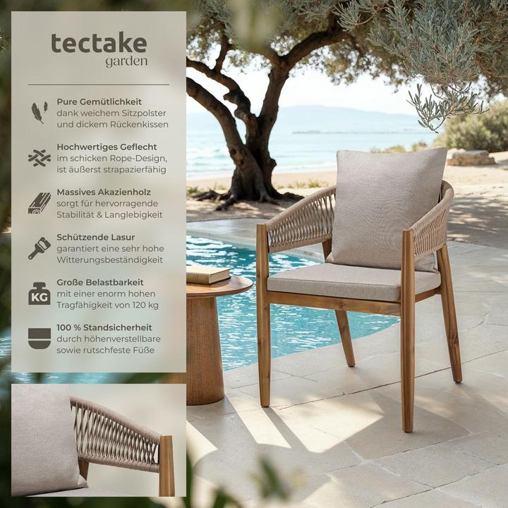 Produktbild tectake Gartenstuhl Manacor, Ropedesign