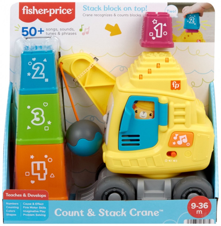 Productafbeelding Fisher-Price Mattel Fisher Price Tel & Stapel Kraan για 9-36 μηνών HWY62