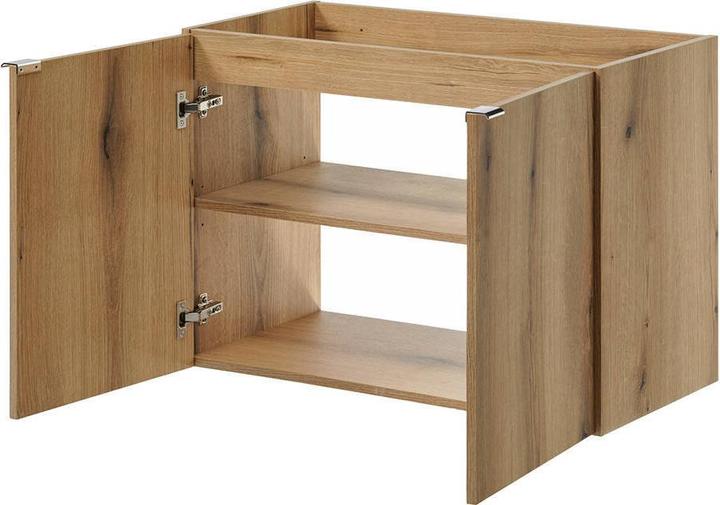 Actual product image En.Casa Waschtischunterschrank Skelbolu 80x60x40cm Eicheoptik/Schwarz (57, 80)