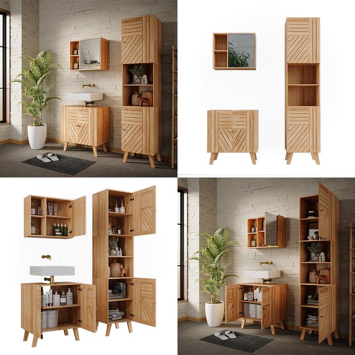 Produktbild Vicco Badmöbel-Set Lucie, Bambus, 3 Teile, mit Hochschrank