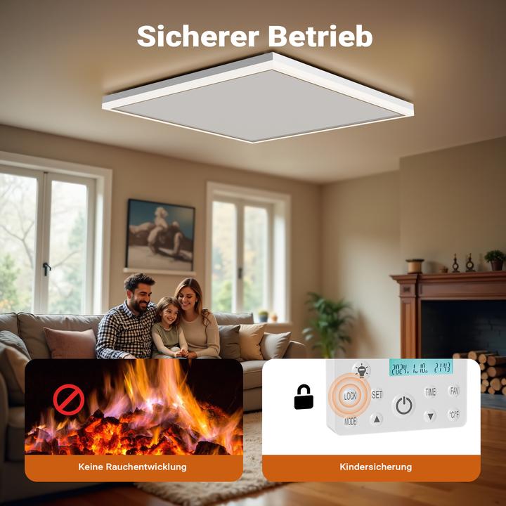 Actual product image Wiltec Infrared ceiling heater 370W 65.5x63x3.5cm Infrared heating LED heater