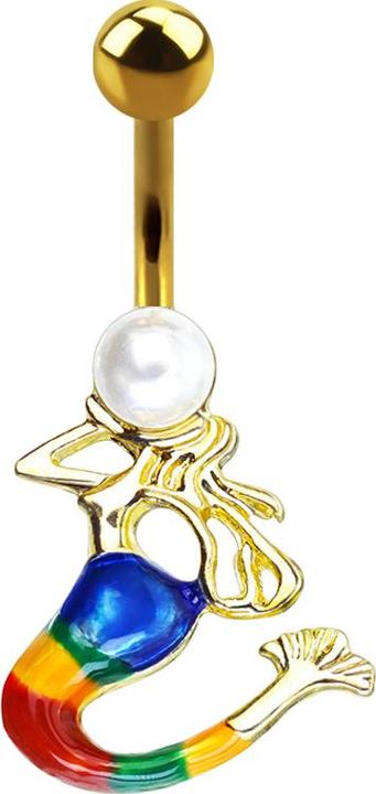 Immagine prodotto Star Piercing Banana placcata oro con sfera a sirena (Ottone, Acciaio chirurgico 316L)