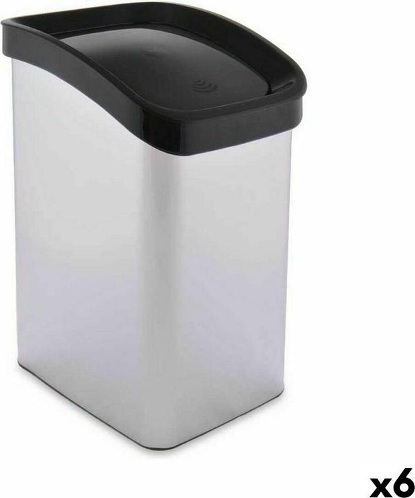 Berilo Papierkorb D085-1 Silberfarben Kunststoff 12 L Neigung (6 Stück) (12 l)
