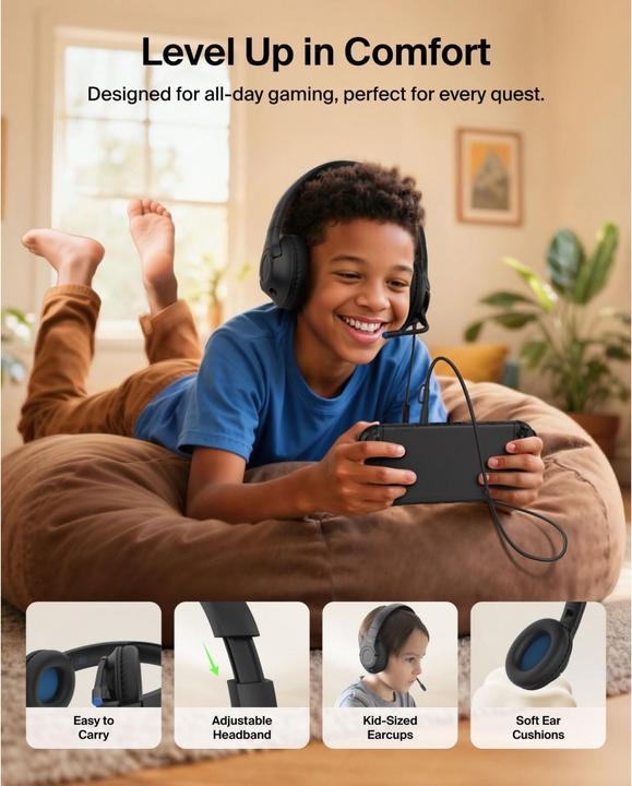 Productafbeelding Belkin Gaming On-Ear Kopfhörer für Kinder mit Kabel ENA011hqBK