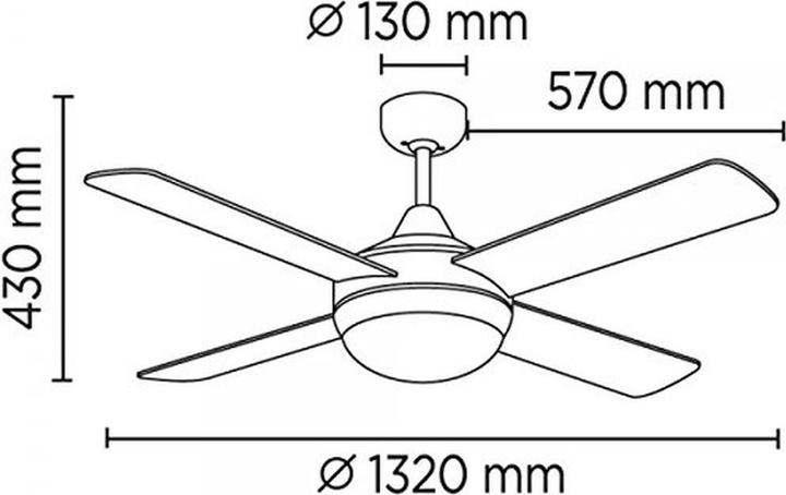 Produktbild Wonderlamp Plafondventilator mit Licht, E27, 15 W