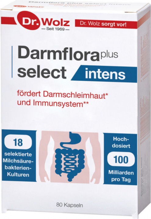 Actual product image Dr. Wolz Intestinal flora plus select intens (80 Piece, Capsules, 72 g)