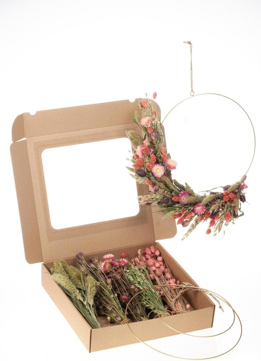 Actual product image Anjel Dried flowers with cardboard box and ring Pink/Salmon (Dried flowers)