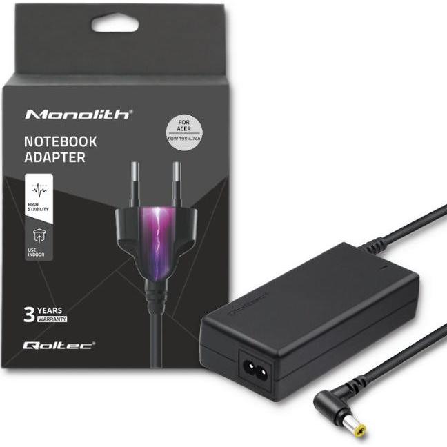 Qoltec 50087 mobile device charger - Netzteil (90 W), Notebook Netzteil, Schwarz