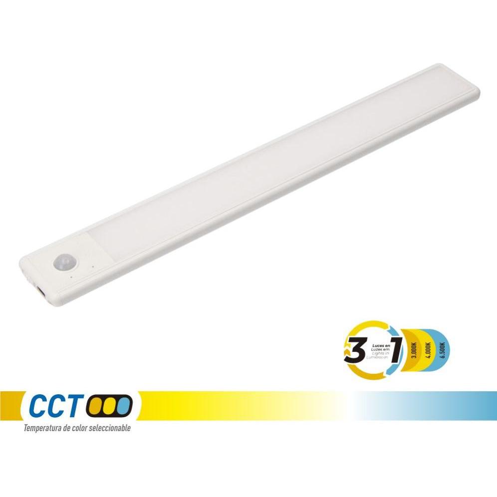 EDM, Striscia LED, Dimmable and rechargeable led strip with sensor, magnetic, 1.5 w, 3cct, 1500 mah, 14 x 40 x 306 mm (Bianco caldo, Bianco neutro, Lu