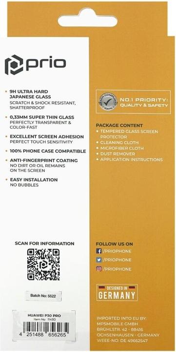 Image du produit prio Verre blindé 3D pour Huawei P30 Pro/P30 Pro New Edition noir (1 pcs, Huawei P30 Pro, Huawei P30 Pro New Edition)