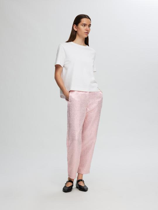 Actual product image Selected Metallic jacquard cropped trousers