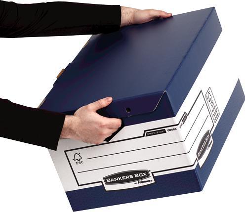 Produktbild Fellowes BANKERS BOX SYSTEM Archiv-Klappdeckelbox Maxi ERGO-Stor, blau, aus 100% recyceltem Karton, FSC zerti (38 x 54.5 x 29.5 cm)