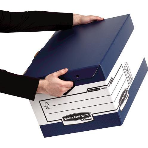 Thumbnail - Fellowes, Aufbewahrungsbox, BANKERS BOX SYSTEM Archiv-Klappdeckelbox Maxi ERGO-Stor, blau, aus 100% recyceltem Karton, F...